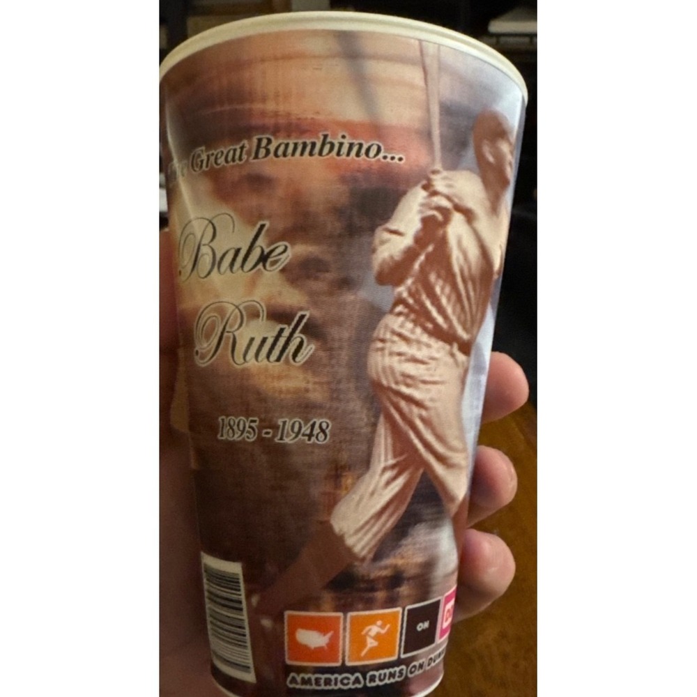 RARE 2008 Dunkin Donuts Commemorative Hologram Babe Ruth Yankees Cup 1895-1948